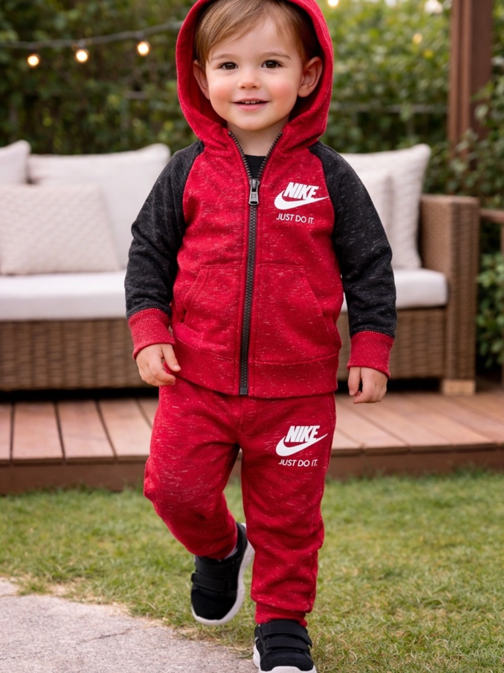Nike Red & Black Kids Zip Hoodie w/Matching Joggers